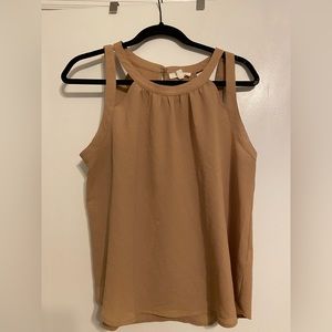 Tan tank top with cut outs!